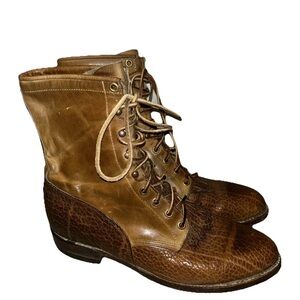 Vintage Justin Two Tone Ropers Boots Western Rodeo Made in USA Men’s 9 D Rare